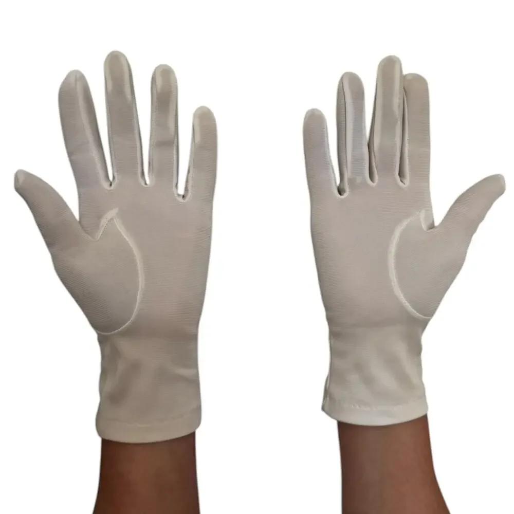 Vintage 1980s White/Ivory Unbranded Satin Beaded Floral Gloves XS S
